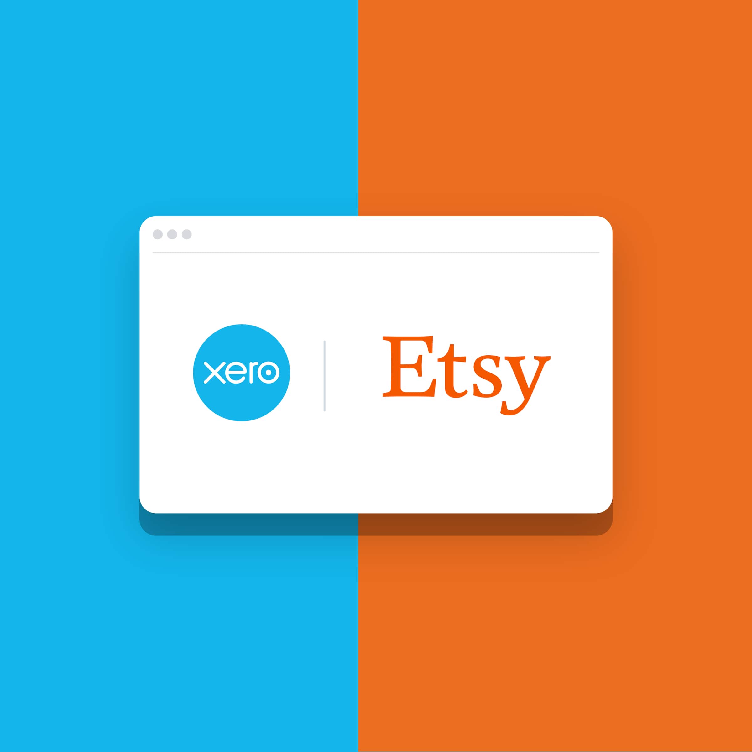 Etsy and Xero logo locked up together on web browser background.